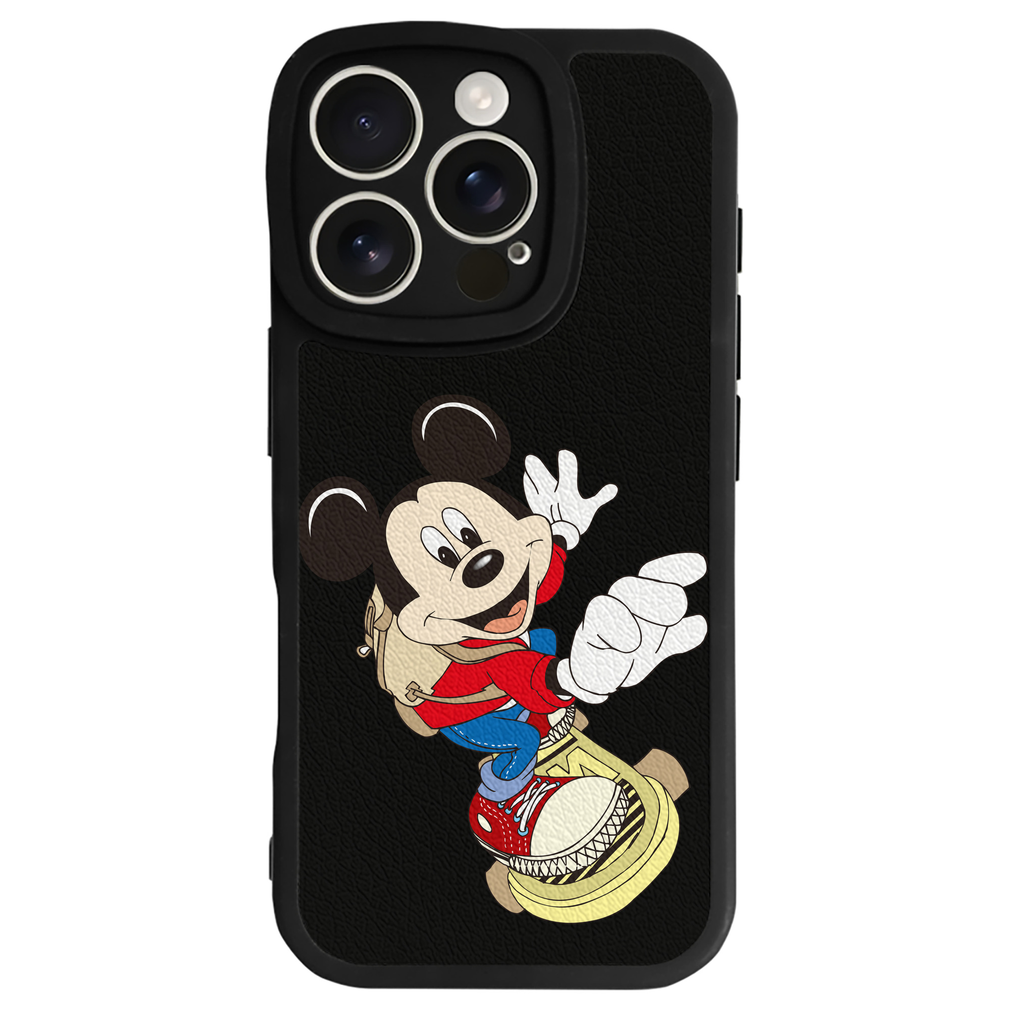 （画像用） ミッキーマウス Mickey Mouse 【iPhone 16シリーズ対応】シリコンスマホケース（レザー調） 材質：シリコン